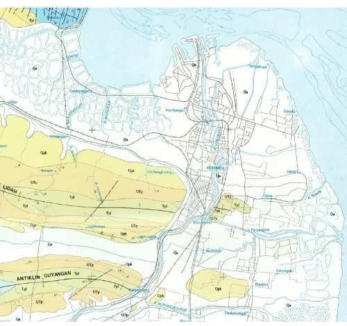 Gambar 1.  Peta Geologi Surabaya (Sukardi, 1992)  