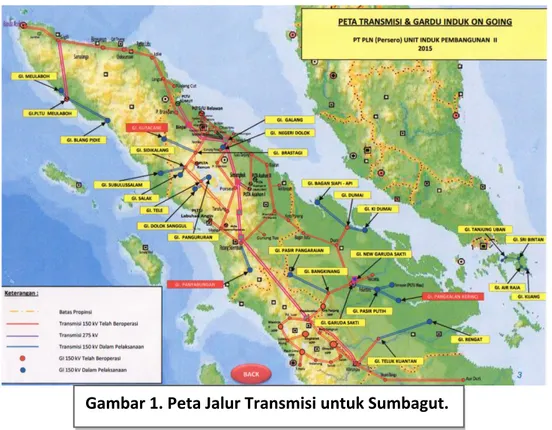 Gambar 1. Peta Jalur Transmisi untuk Sumbagut. 