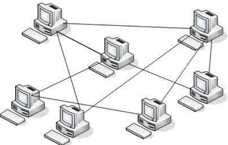 Gambar 2.9 Prinsip Koneksi Topologi Mesh  2.1.1.5  Wide Area Network (WAN)  