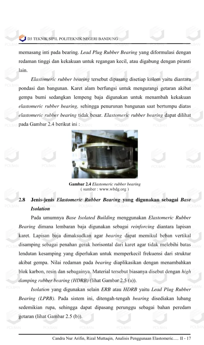 Gambar 2.4 Elastomeric rubber bearing  ( sumber : www.wbdg.org ) 