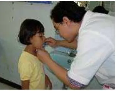 Gambar  4. Cara menyikat gigi anak umur  3 – 6   tahun dengan  posisi berhadapan. 9 