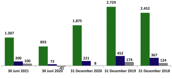Grafik Pertumbuhan Penjualan Neto, Laba Bruto dan Laba Periode/Tahun Berjalan untuk periode 6  (enam) bulan yang berakhir tanggal 30 Juni 2021 dan 30 Juni 2020 dan untuk tahun yang berakhir 