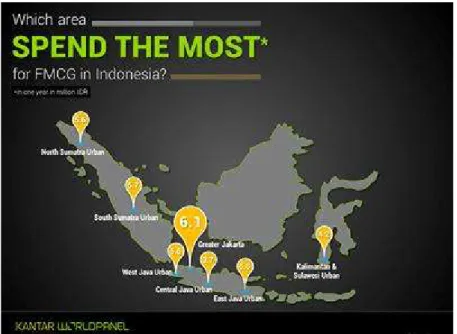 Gambar 1.2 Wilayah Penyebaran Produk FMCG di Indonesia Sumber : Kantar World Panel Rilis Merek – Merek FMCG Terbaik.