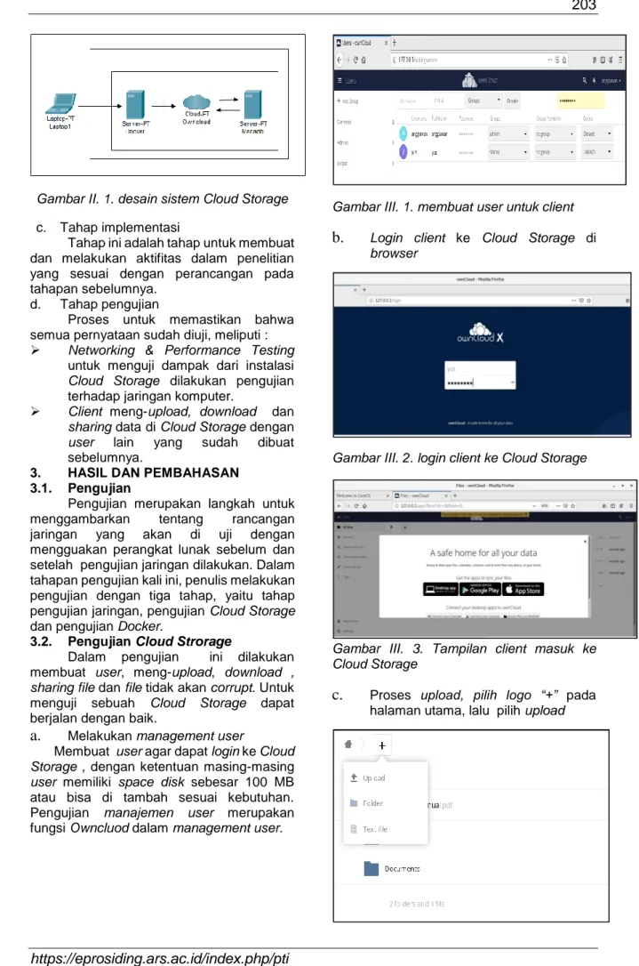 Gambar II. 1. desain sistem Cloud Storage  c.  Tahap implementasi  
