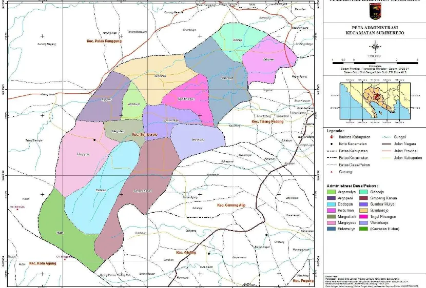 Gambar 3.10 Peta Administrasi Kecamatan Sumberejo 