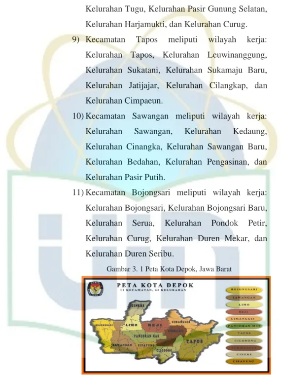 Gambar 3. 1 Peta Kota Depok, Jawa Barat