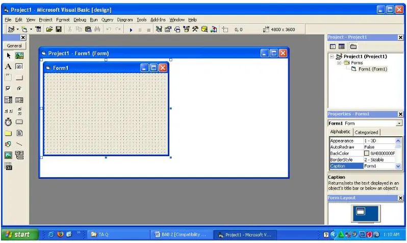 Gambar 2.8 Tampilan IDE Visual Basic 6.0 