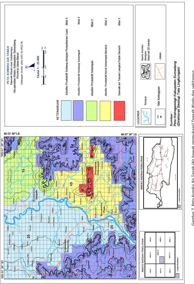 Gambar 7. Peta Kondisi Air Tanah (Air bawah permukaan) Daerah Wado dan sekitarnya