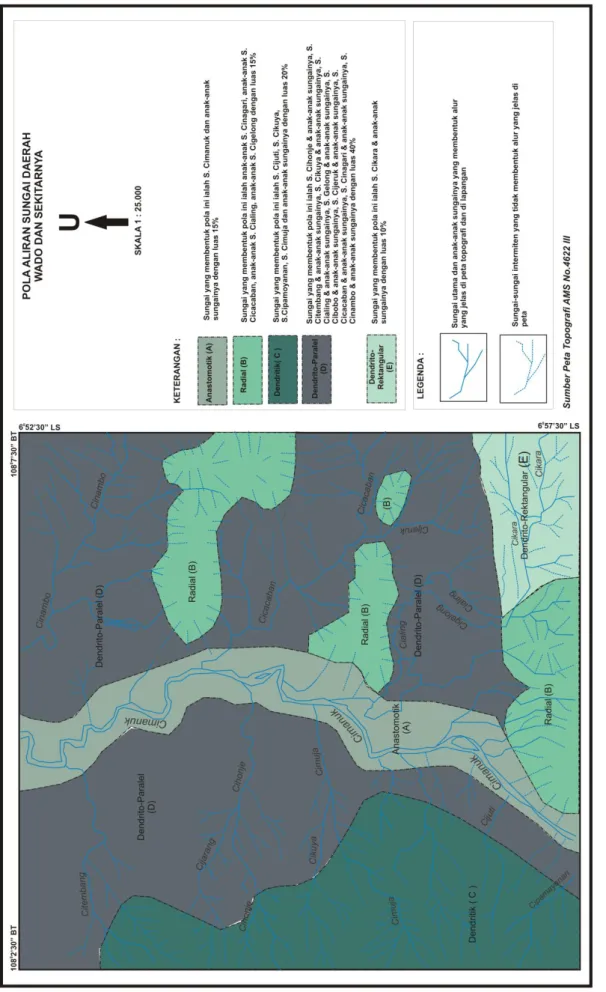 Gambar 5. Pola Pengaliran Sungai di daerah Wado dan sekitarnya menurut klasifikasi Howard, 1967 dalam van