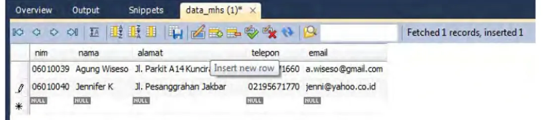 Gambar 4.11 Menambahkan data pada tabel data_mhs