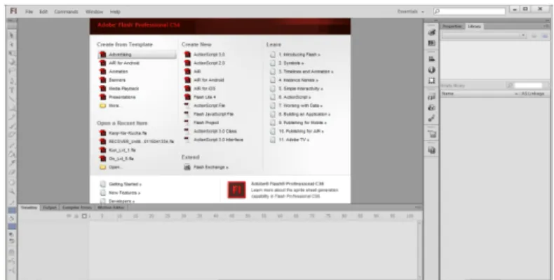 Gambar 2.2 Komponen pada Adobe Flash professional CS6 