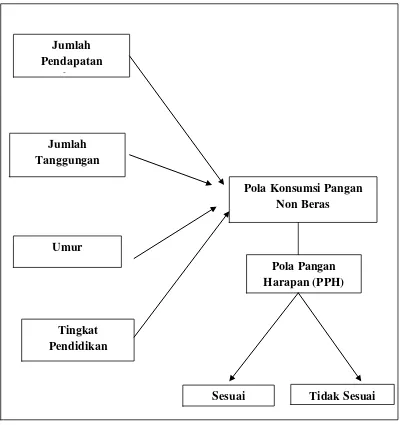 Gambar 3. Skema Kerangka Pemikiran Analisis Pola Konsumsi Pangan Non Beras Sumber Karbohidrat di Kecamatan Medan Tuntungan 