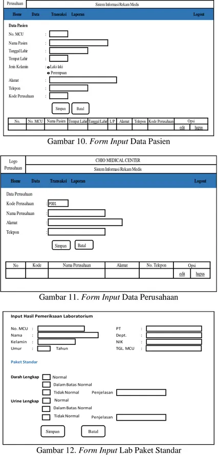 Gambar 10. Form Input Data Pasien 
