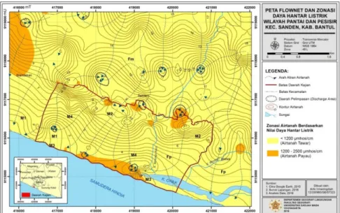 Gambar 2. Peta Flownet dan DHL Wilayah Pantai dan Pesisir Kecamatan Sanden