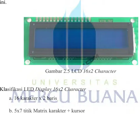 Gambar 2.5 LCD 16x2 Character 