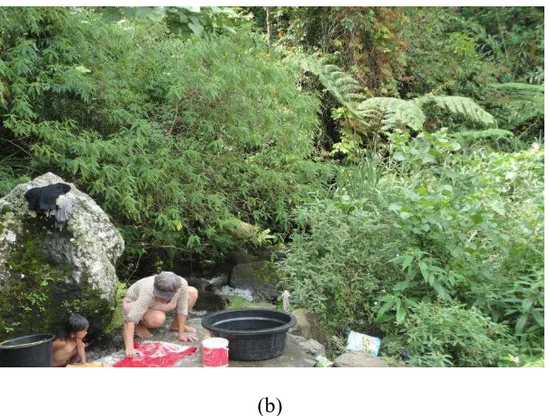 Gambar 2. Konsumsi Air Rumah Tangga di Sarana Pemandian Umum: (a) Air untuk kebutuhan minum, (b) Air untuk kebutuhan cuci
