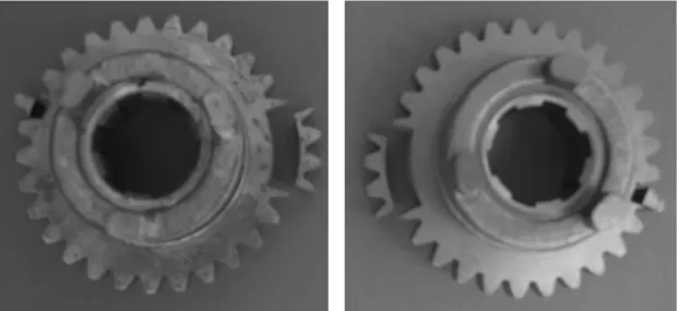 Gambar 1. (a) roda gigi produk UKM Jawa Tengah dan (b) roda gigi produk OEM 