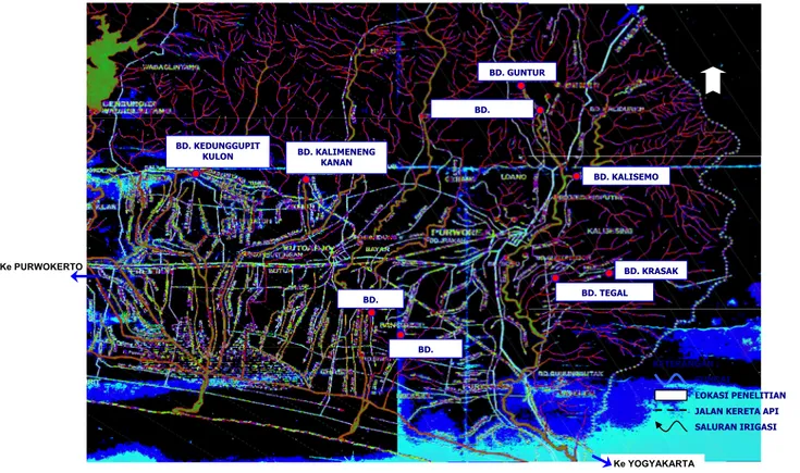 Gambar 1. Lokasi penelitian sembilan daerah irigasi di Kabupaten Purworejo