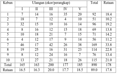 Tabel 1. Rataan jumlah imago lalat buah yang terperangkap 