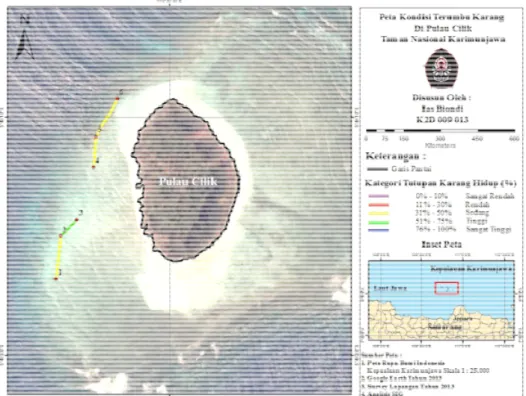 Gambar 1. Peta Kondisi Terumbu Karang di Pulau C Volume , Nomor , Tahun 2014, Halaman 182-2 Online di: http://ejournal-s1.undip.ac.id/index.php/jmr