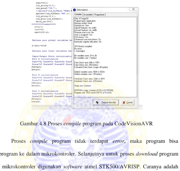 Gambar 4.8 Proses compile program pada CodeVisionAVR 
