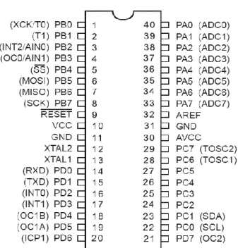 Gambar 2.1 Konfigurasi Pin ATMega 8535  (Setiawan, Afrie. 2011 : 4) 