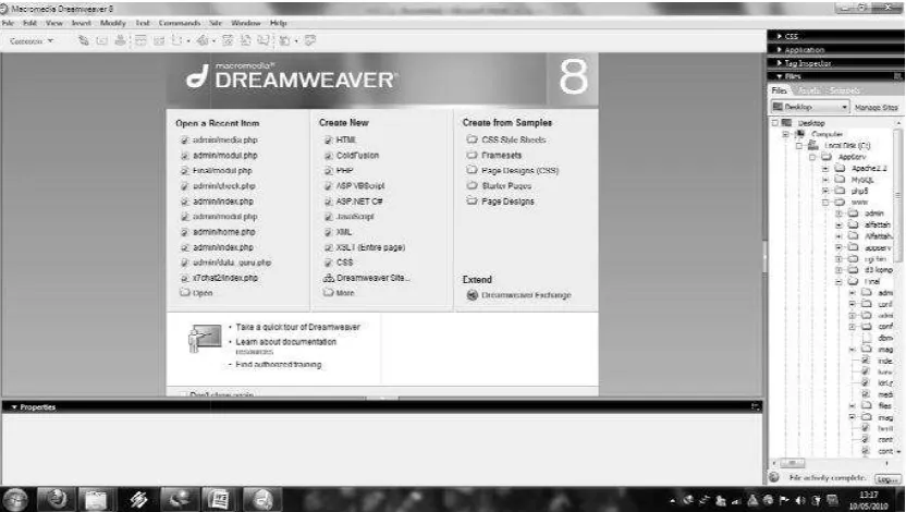 Gambar 2.2 Tampilan Start page Macromedia Dreamweaver 8Gambar 2.2 Tampilan Start page Macromedia Dreamweaver 8Gambar 2.2 Tampilan Start page Macromedia Dreamweaver 8