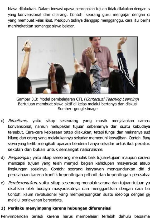 Gambar 3.3: Model pembelajaran CTL (Contectual Teaching Learning)  Bertujuan membuat siswa aktif di kelas melalui bertanya dan diskusi 
