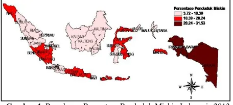 Gambar 1. Persebaran Persentase Penduduk Miskin Indonesia 2013 