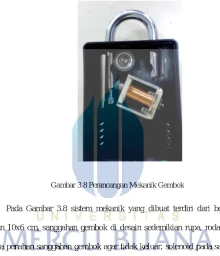Gambar 3.8 Perancangan Mekanik Gembok 