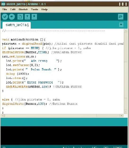 Gambar 3.11  Program Motion Detection  pada sketch Arduino  
