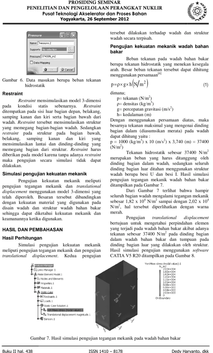 Gambar  6.  Data  masukan  berupa  beban  tekanan  hidrostatik 