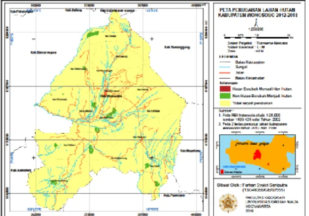 Gambar  9  Peta  Perubahan  Lahan  Hutan  Kabupaten Wonosobo 2012-2018 