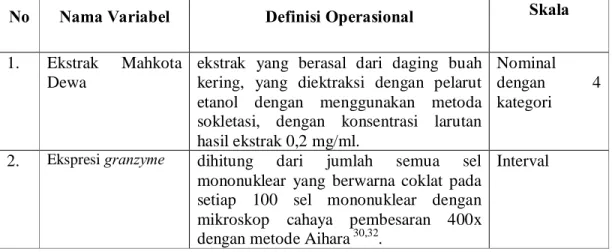 Tabel 2. Definisi Operasional 