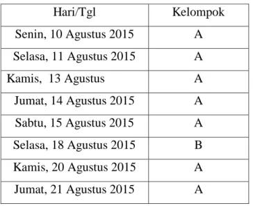 Tabel 2. Jadwal mendampingi di TK PKK 49 Mangunan 