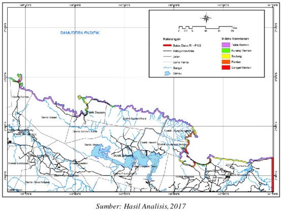 Gambar 2. Peta Kerentanan Tutupan Lahan Pesisir Kota dan Kabupaten Jayapura 