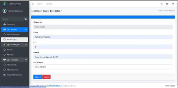 Gambar 11. Halaman Tambah Data Member 