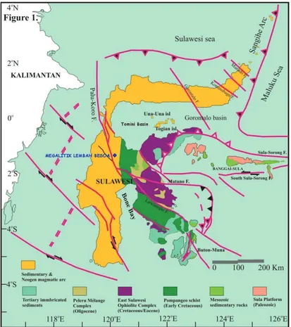 Gambar 8. Megalitik Lembah Besoa, merupakan bagian Patahan Palu-Koro (Palu- (Palu-Koro Fault) (Sumber: Silver dkk., 1983:9407-9418; Kaharuddin MS
