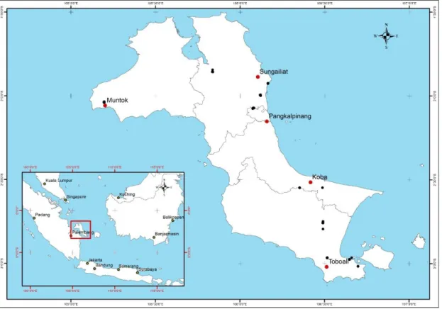 Gambar 3. Lokasi penelitian di Pulau Bangka 