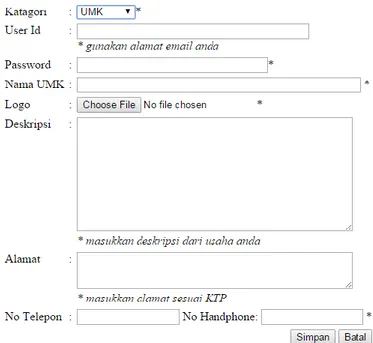 Gambar 3.1. Tampilan Registrasi Pada Web.