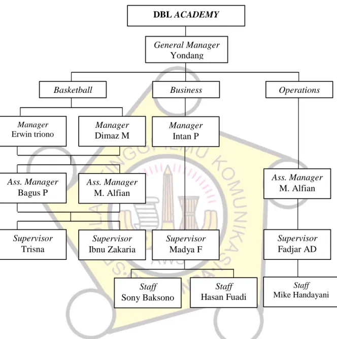 Gambar 2.6 Struktur Organisasi DBL Academy  Sumber : Profil Perusahaan 