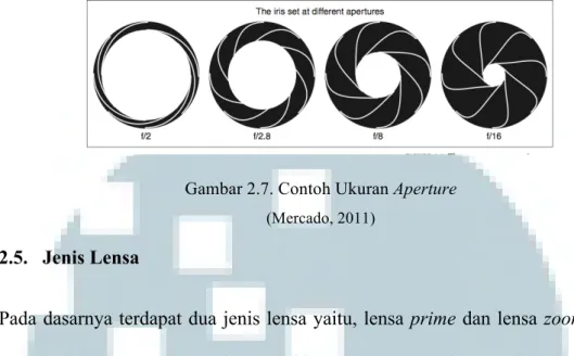 Gambar 2.7. Contoh Ukuran Aperture  (Mercado, 2011) 