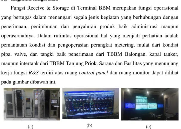 Gambar 5 (a) Ruang panel. (b) tampilan HMI MOV. (c) Monitor R&amp;S. 
