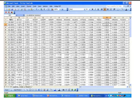 Gambar III.5  Contoh Matrix Data Konsentrasi 