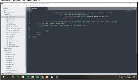 Gambar 3. Koding Halaman Utama Admin  d.  Pembuatan Halaman Input Data Kelurahan 