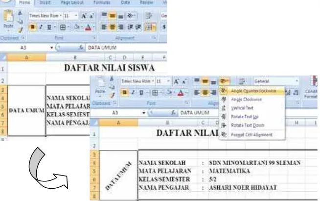 Gambar 1.18 Tulisan “DATA UMUM” berubah menjadi ke arah diagonal ke atas 