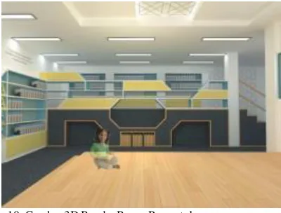 Gambar 10. Gambar 3D Render Ruang Perpustakaan. 
