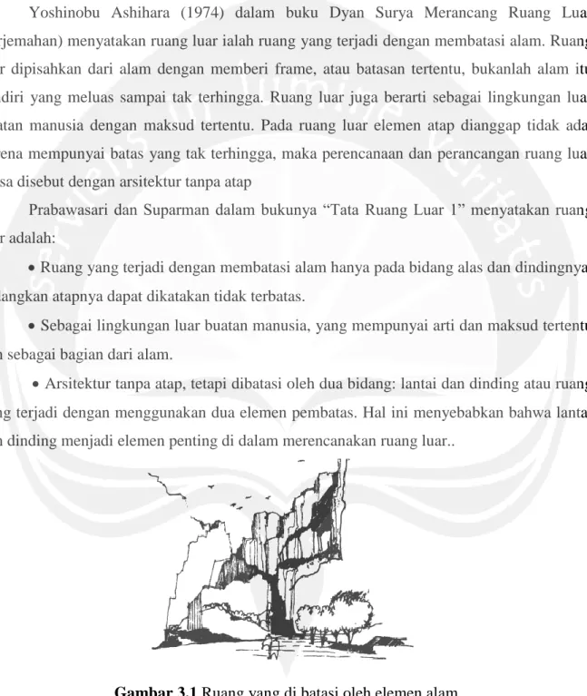 Gambar 3.1 Ruang yang di batasi oleh elemen alam 