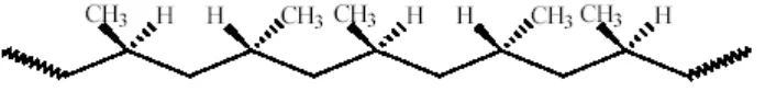 Gambar 2.7 B. Struktur molekul polipropilena sindiotaktik (Daley, 2001) 