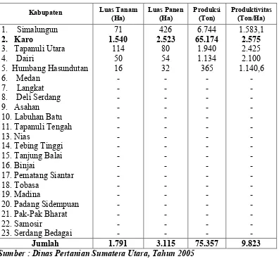 Tabel 1. Luas Tanam, Panen, Produksi, dan Produktivitas Tanaman Wortel